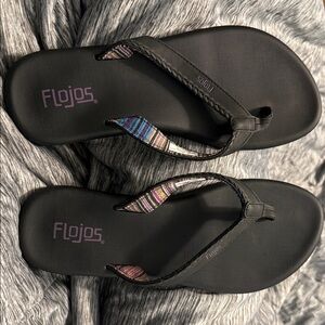 Flojos Women's Sandals with Black and Multicolor Straps